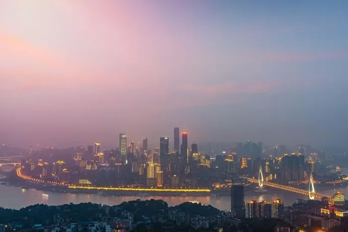Framed Print : Chongqing, China downtown city skyline over the Yangtze River at sunset Framed Print : Chongqing, China downtown city skyline over the Yangtze River at sunset