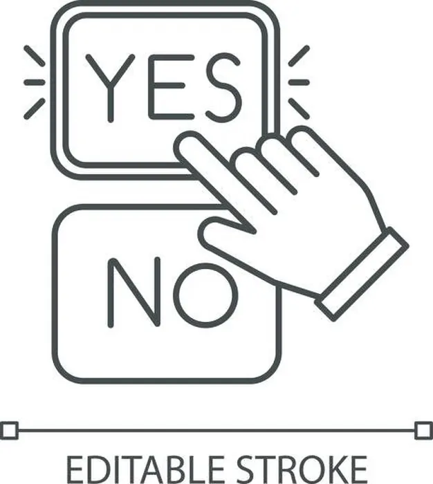 Framed Print : Choose option linear icon. Yes and no buttons
