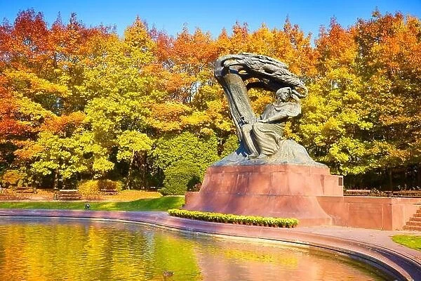 Chopin monument in autumn Lazienki Park, Warszawa, Poland