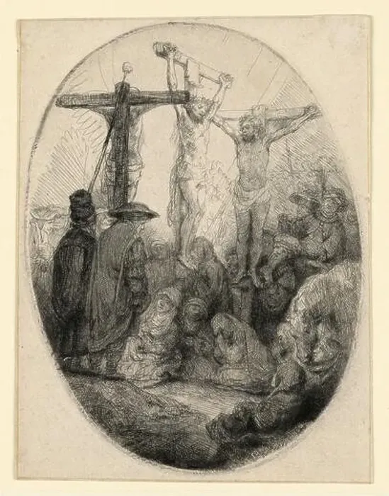 Framed Print : Christ Crucified Between the Two Thieves: An Oval Plate Framed Print : Christ Crucified Between the Two Thieves: An Oval Plate