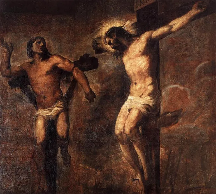 Framed Print : Christ and the Good Thief circa 1566. 1195 Titian - Christ and the Good Thief - WGA22832 Framed Print : Christ and the Good Thief circa 1566. 1195 Titian - Christ and the Good Thief - WGA22832