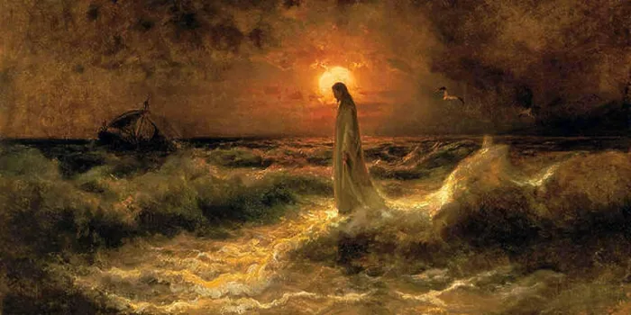Framed Print : Christ Walking on the Waters, Julius Sergius Von Klever Framed Print : Christ Walking on the Waters, Julius Sergius Von Klever