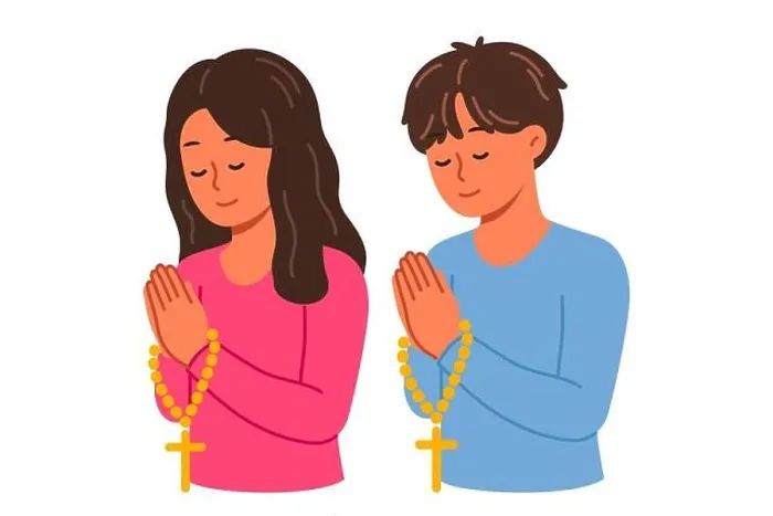 Framed Print : Christian children pray holding rosary with religious crosses and turning to god Framed Print : Christian children pray holding rosary with religious crosses and turning to god