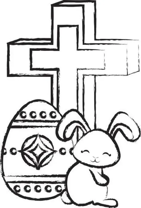 Framed Print : Christian cross with easter egg and cute bunny over white background, vector illustration Framed Print : Christian cross with easter egg and cute bunny over white background, vector illustration