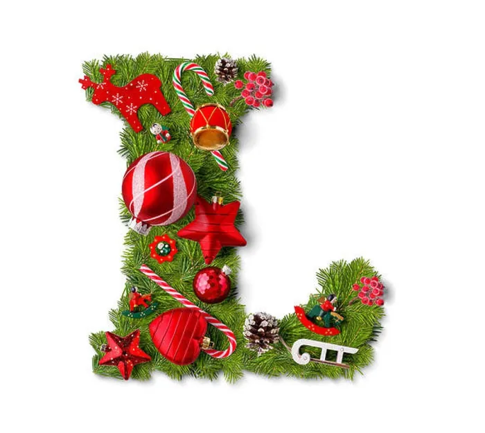 Framed Print : Christmas alphabet letter L isolated on white Framed Print : Christmas alphabet letter L isolated on white