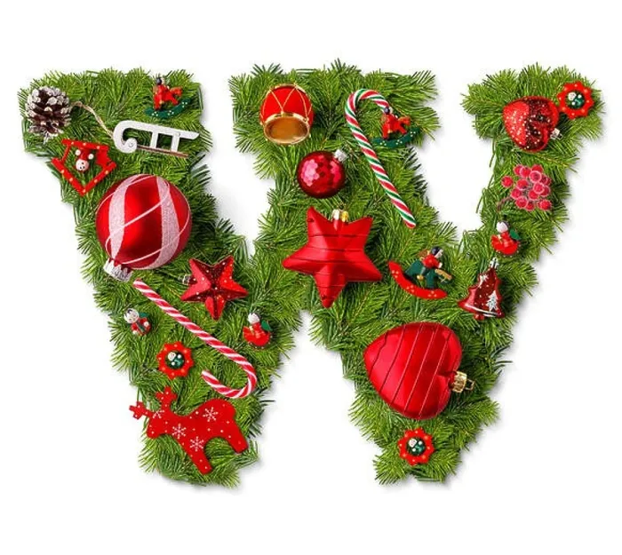 Framed Print : Christmas alphabet letter W isolated on white