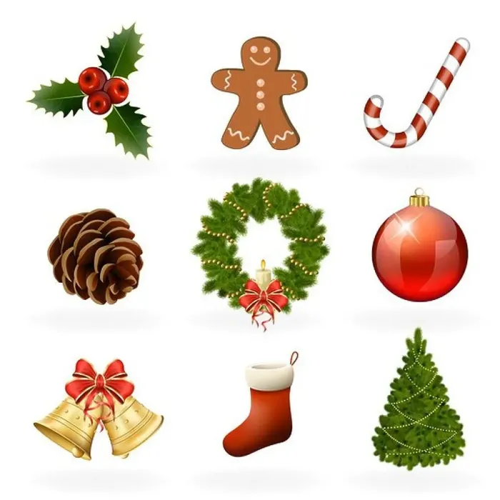 Framed Print : Christmas design elements and icons. Xmas decorations set. Vector eps10 illustration