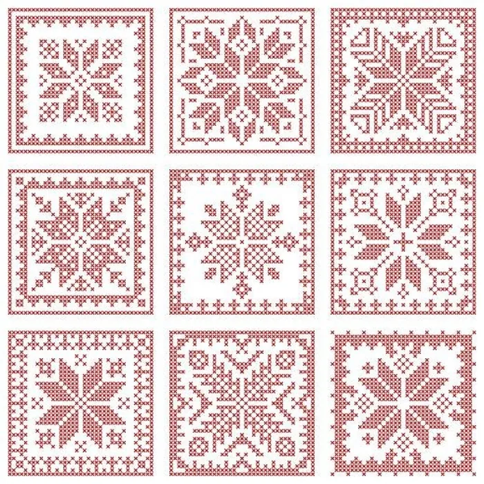 Framed Print : Christmas embroidered quilt plaid Scandinavian knitting pattern