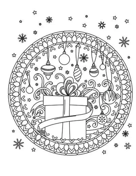 Framed Print : Christmas mandala coloring page Framed Print : Christmas mandala coloring page