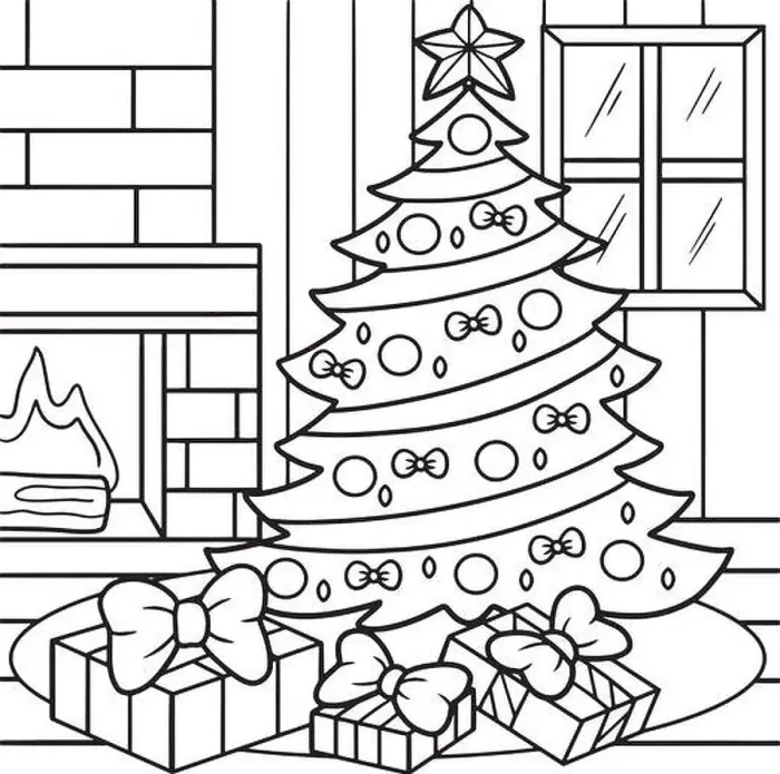 Framed Print : Christmas Tree Coloring Page for Kids