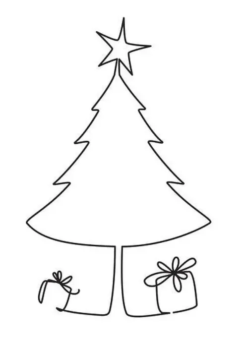 Framed Print : Christmas tree with gifts. One line drawing. Minimal art Framed Print : Christmas tree with gifts. One line drawing. Minimal art