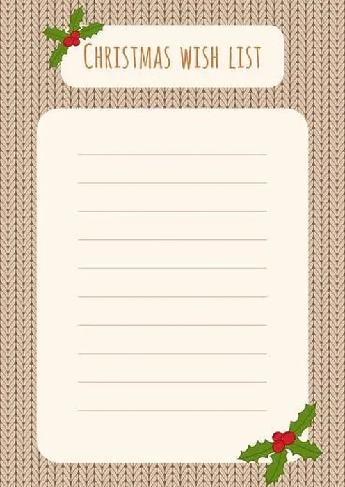 Framed Print : Christmas wish list design template over a knitted background with holly decorations Framed Print : Christmas wish list design template over a knitted background with holly decorations