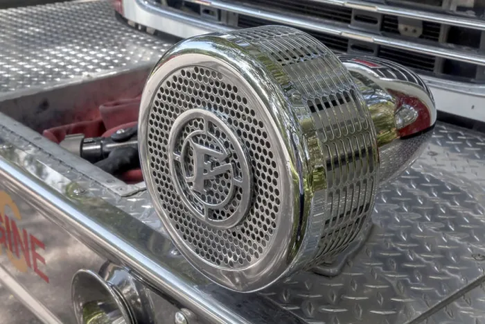 Framed Print : Chrome siren on a Freightliner ladder truck owned by the Micanopy Fire Department Framed Print : Chrome siren on a Freightliner ladder truck owned by the Micanopy Fire Department