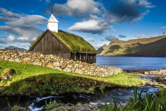Framed Print : Church in Funningur, Faroe Islands Framed Print : Church in Funningur, Faroe Islands