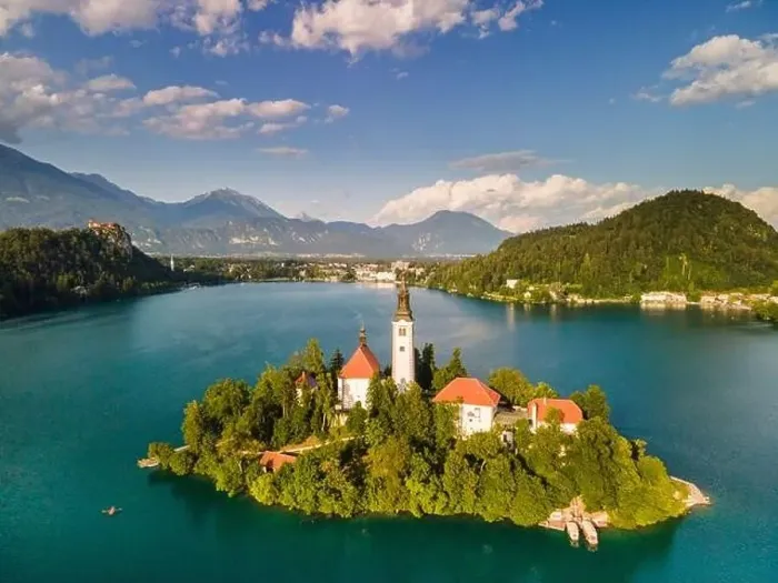Framed Print : Church on Island on Lake Bled in Slovenia Framed Print : Church on Island on Lake Bled in Slovenia