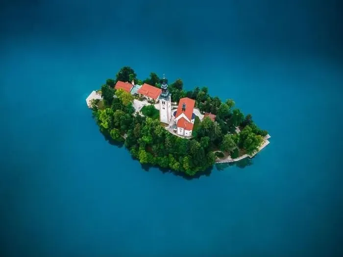 Framed Print : Church on Island on Lake Bled in Slovenia Framed Print : Church on Island on Lake Bled in Slovenia
