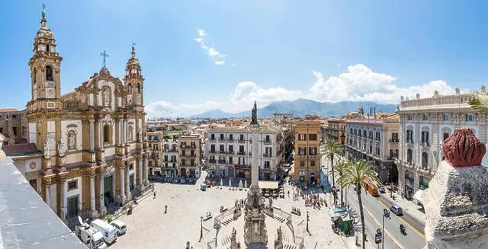 Framed Print : Church of Saint Dominic (Chiesa di San Domenico e Chiostro) and Immaculate Column at Piazza San Domenico in Palermo Framed Print : Church of Saint Dominic (Chiesa di San Domenico e Chiostro) and Immaculate Column at Piazza San Domenico in Palermo