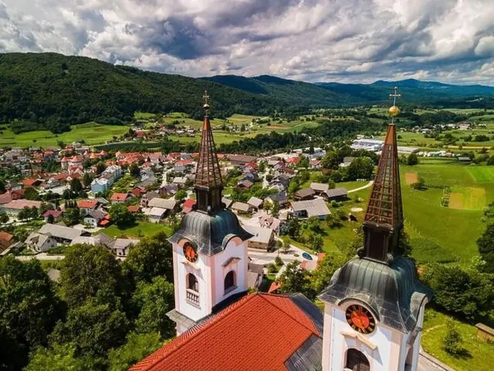 Framed Print : Church in Zuzemberk ( Seisenberk ) in Slovenia of Saint Mohorja in Fortunata. Drone View Framed Print : Church in Zuzemberk ( Seisenberk ) in Slovenia of Saint Mohorja in Fortunata. Drone View