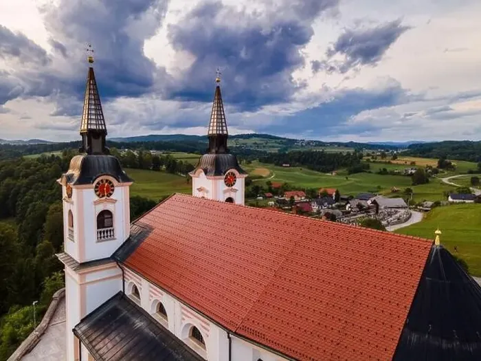 Framed Print : Church in Zuzemberk ( Seisenberk ) in Slovenia of Saint Mohorja in Fortunata. Drone View Framed Print : Church in Zuzemberk ( Seisenberk ) in Slovenia of Saint Mohorja in Fortunata. Drone View