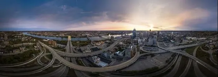 Framed Print : Cincinnati downtown aerial view at evening twilight, Ohio, USA skyline Framed Print : Cincinnati downtown aerial view at evening twilight, Ohio, USA skyline