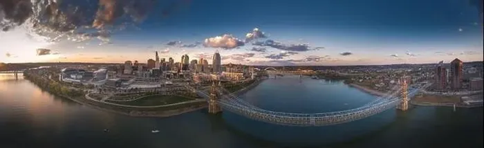 Framed Print : Cincinnati downtown aerial view, Ohio, USA skyline Framed Print : Cincinnati downtown aerial view, Ohio, USA skyline