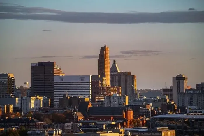Framed Print : Cincinnati downtown aerial view, Ohio, USA skyline