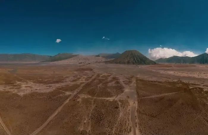 Framed Print : Cinematic shot view of beautiful Mount Bromo volcano with desert in East Java Framed Print : Cinematic shot view of beautiful Mount Bromo volcano with desert in East Java