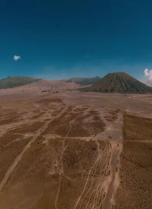 Framed Print : Cinematic shot view of beautiful Mount Bromo volcano with desert in East Java