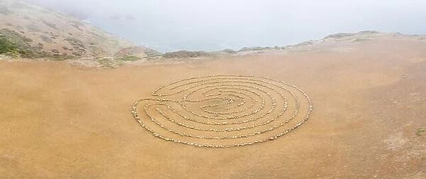 A circular rock labyrinth, used for meditation, is found on the edge of the Pacific Ocean just north of San Francisco in the Marin Headlands
