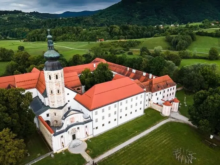 Framed Print : Cistercian Abbey and Kostanjevica na Krki Castle in Slovenia Aerial Drone Photo Framed Print : Cistercian Abbey and Kostanjevica na Krki Castle in Slovenia Aerial Drone Photo