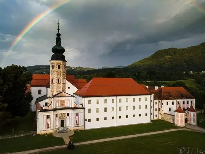 Framed Print : Cistercian Monastery Kostanjevica na Krki, Castle Kostanjevica, Slovenia with Rainbow after Storm Framed Print : Cistercian Monastery Kostanjevica na Krki, Castle Kostanjevica, Slovenia with Rainbow after Storm