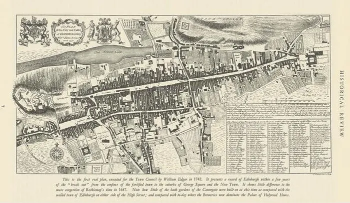 Framed Print : The City & Castle of Edinburgh after Edgar, 1742. Facsimile copy 1949 old map