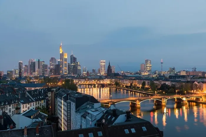 Framed Print : City of Frankfurt am Main skyline at night, Frankfurt, Germany Framed Print : City of Frankfurt am Main skyline at night, Frankfurt, Germany