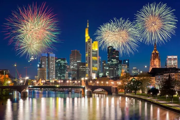 Framed Print : City of Frankfurt am Main skyline at night with firework New year celebration, Frankfurt, Germany Framed Print : City of Frankfurt am Main skyline at night with firework New year celebration, Frankfurt, Germany