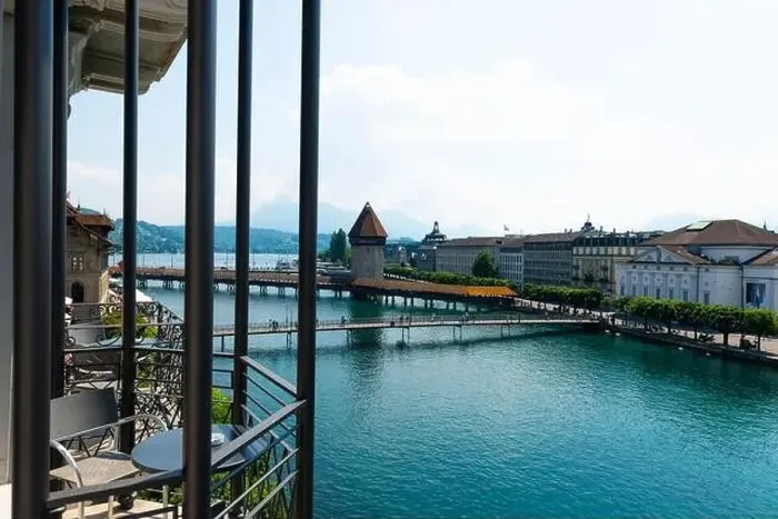 Framed Print : City of Lucerne with Bridge Tower in a Sunny Day in Switzerland Framed Print : City of Lucerne with Bridge Tower in a Sunny Day in Switzerland