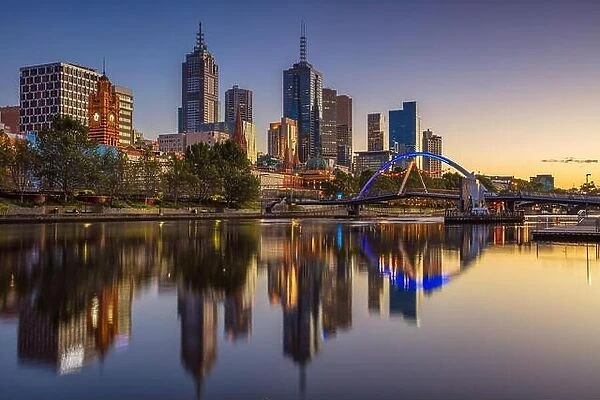 City of Melbourne. Cityscape image of Melbourne, Australia during summer sunrise