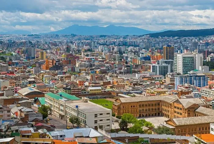 Framed Print : Cityscape and aerial view with skyscrapers of the modern city part of Quito Framed Print : Cityscape and aerial view with skyscrapers of the modern city part of Quito