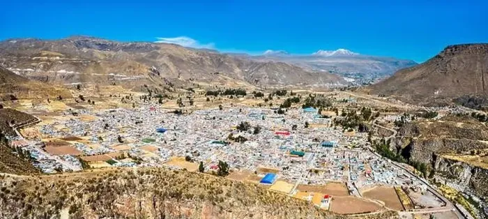 Framed Print : Cityscape of Chivay town at the Colca Canyon in Peru Framed Print : Cityscape of Chivay town at the Colca Canyon in Peru