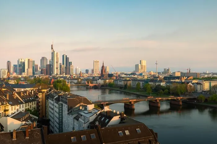 Framed Print : Cityscape image of Frankfurt am Main skyline during beautiful morning Framed Print : Cityscape image of Frankfurt am Main skyline during beautiful morning