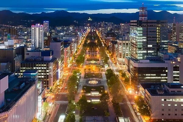 Cityscape of Sapporo at odori Park, Hokkaido, Japan.Sapporo is the fourth largest city in Japan