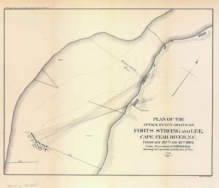 Framed Print : Civil War Maps 1345 Plan of the attack by gun-boats on Forts Strong and Lee Cape Fear River NC February 20th Framed Print : Civil War Maps 1345 Plan of the attack by gun-boats on Forts Strong and Lee Cape Fear River NC February 20th