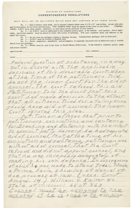 Framed Print : Clarence Gideon's petition for a writ of certiorari to the U Framed Print : Clarence Gideon's petition for a writ of certiorari to the U