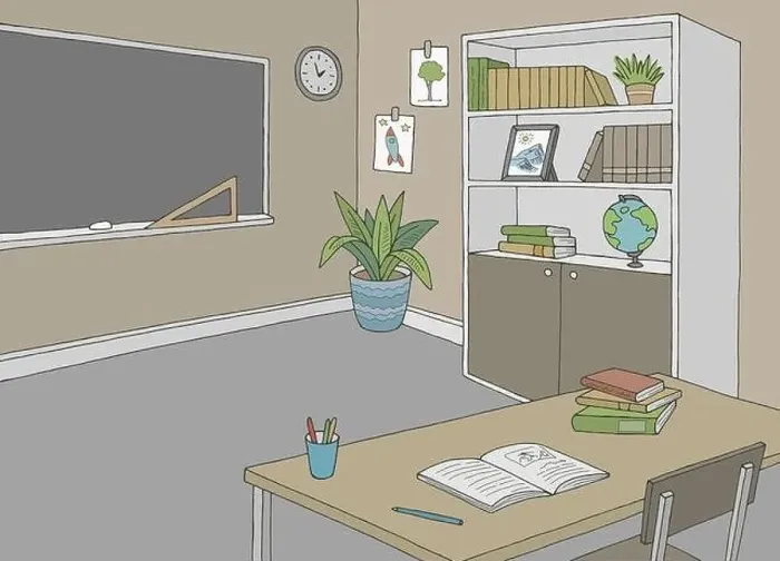 Framed Print : Classroom graphic color interior sketch illustration vector Framed Print : Classroom graphic color interior sketch illustration vector