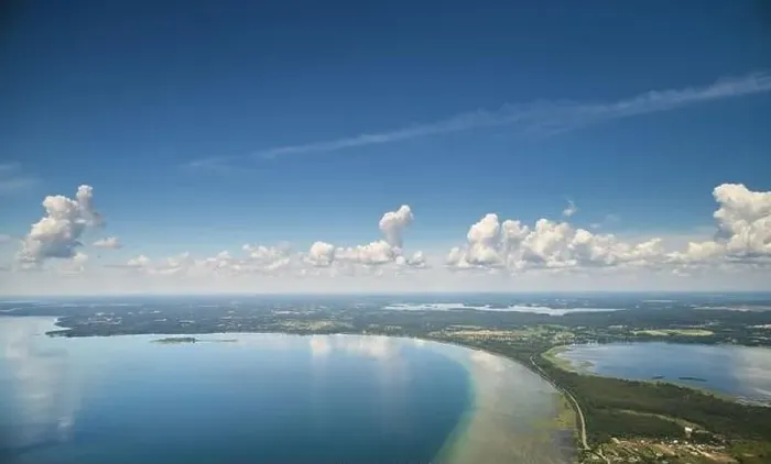 Framed Print : Clean lake Naroch in Belarus aerial drone view Framed Print : Clean lake Naroch in Belarus aerial drone view