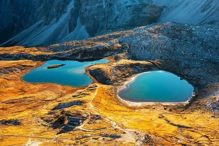 Framed Print : Clear turquoise water of alpine lakes Piani (Laghi dei piani) in the Tre Cime Di Laveredo National Park, Dolomites, Italy. Landscape photography