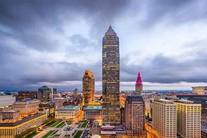 Framed Print : Cleveland, Ohio, USA downtown financial district cityscape Framed Print : Cleveland, Ohio, USA downtown financial district cityscape