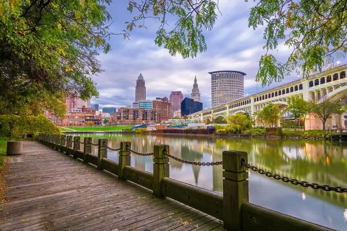 Framed Print : Cleveland, Ohio, USA downtown skyline on the Cuyahoga River at dusk Framed Print : Cleveland, Ohio, USA downtown skyline on the Cuyahoga River at dusk