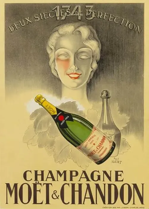 Framed Print : Click on vintage alcohol poster - Champagne Moet & Chandon, 1920s Framed Print : Click on vintage alcohol poster - Champagne Moet & Chandon, 1920s