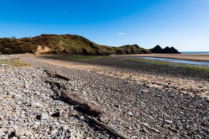 Framed Print : Three Cliffs Bay south coast beach the Gower Peninsula Swansea Wales uk Framed Print : Three Cliffs Bay south coast beach the Gower Peninsula Swansea Wales uk