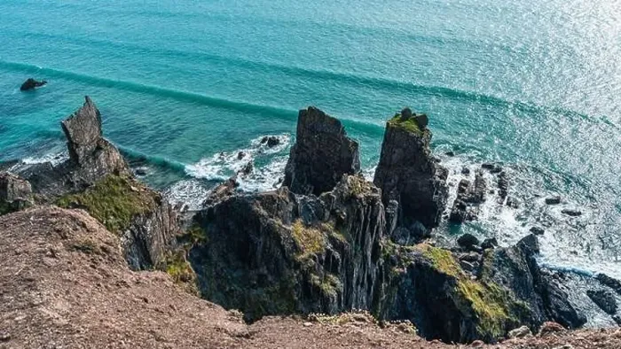 Framed Print : Cliffs on the Sandymouth Bay Beach from a drone, National Trust, Bude, Cornwall, England, Europe Framed Print : Cliffs on the Sandymouth Bay Beach from a drone, National Trust, Bude, Cornwall, England, Europe